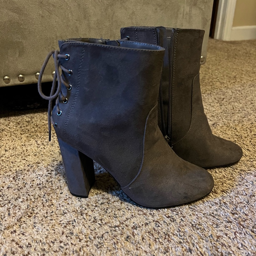 Fall booties with lace up detail